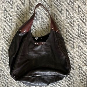 Dean leather bell bottomed hobo dark brown